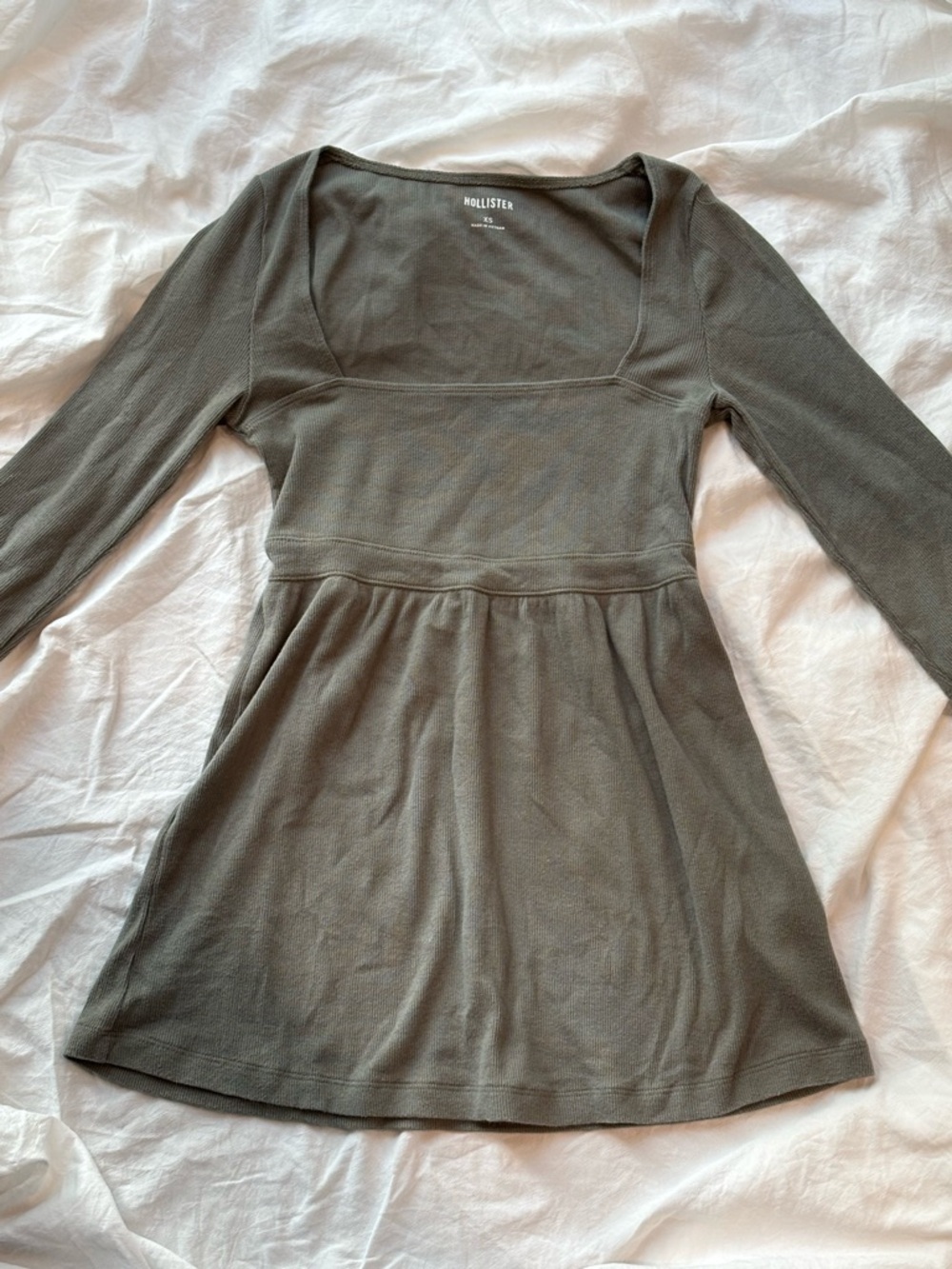Hollister Olive Long Sleeve Square Neck Tunic